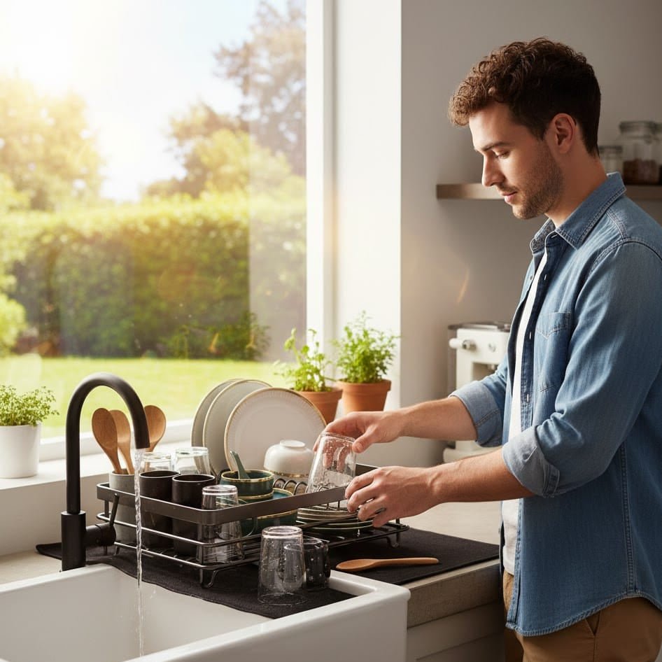 Foldable Stainless Steel Drying Rack with Silicone Feet for Kitchen