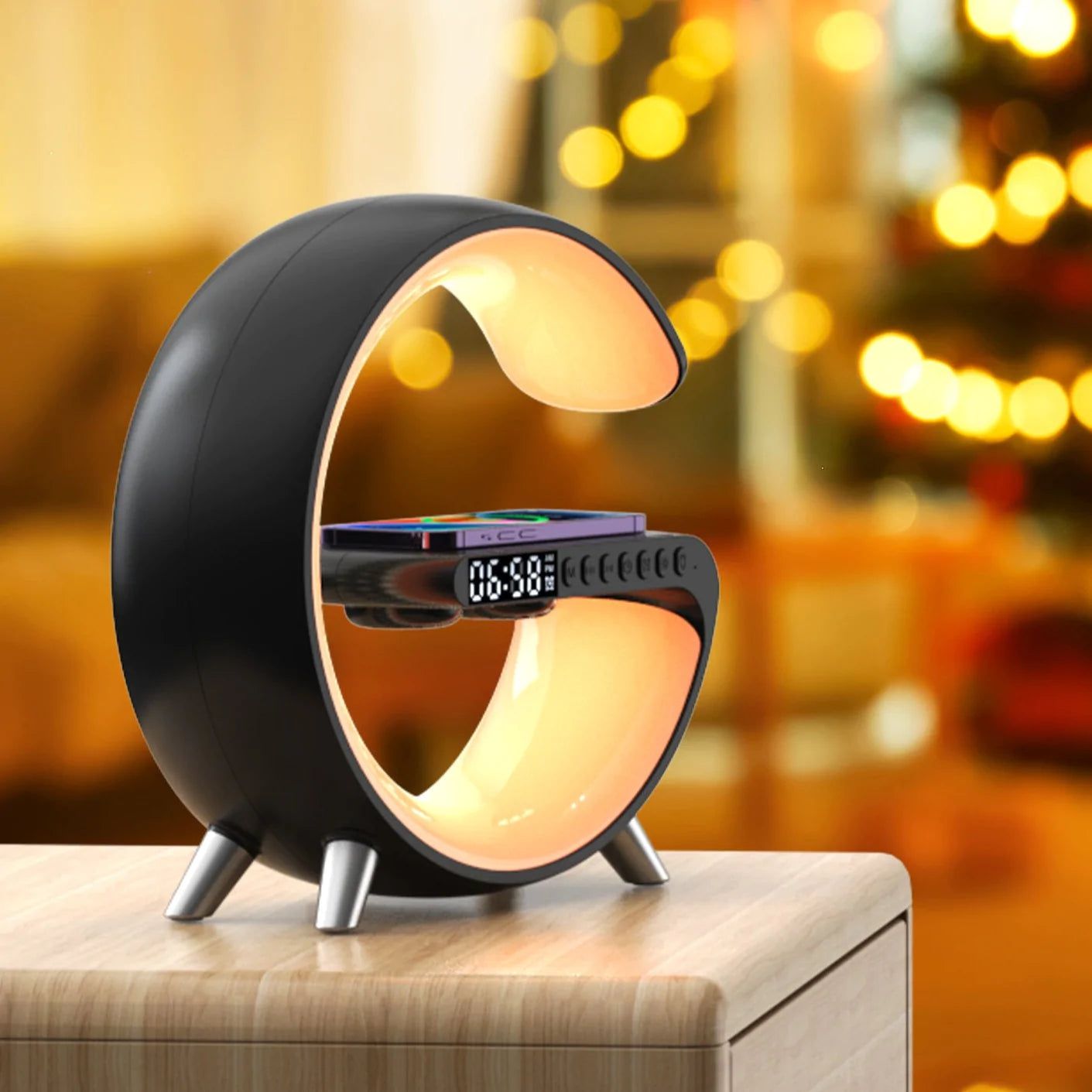 LumiÉlite – Smart Table Lamp with RGB Lighting and Wireless Charger