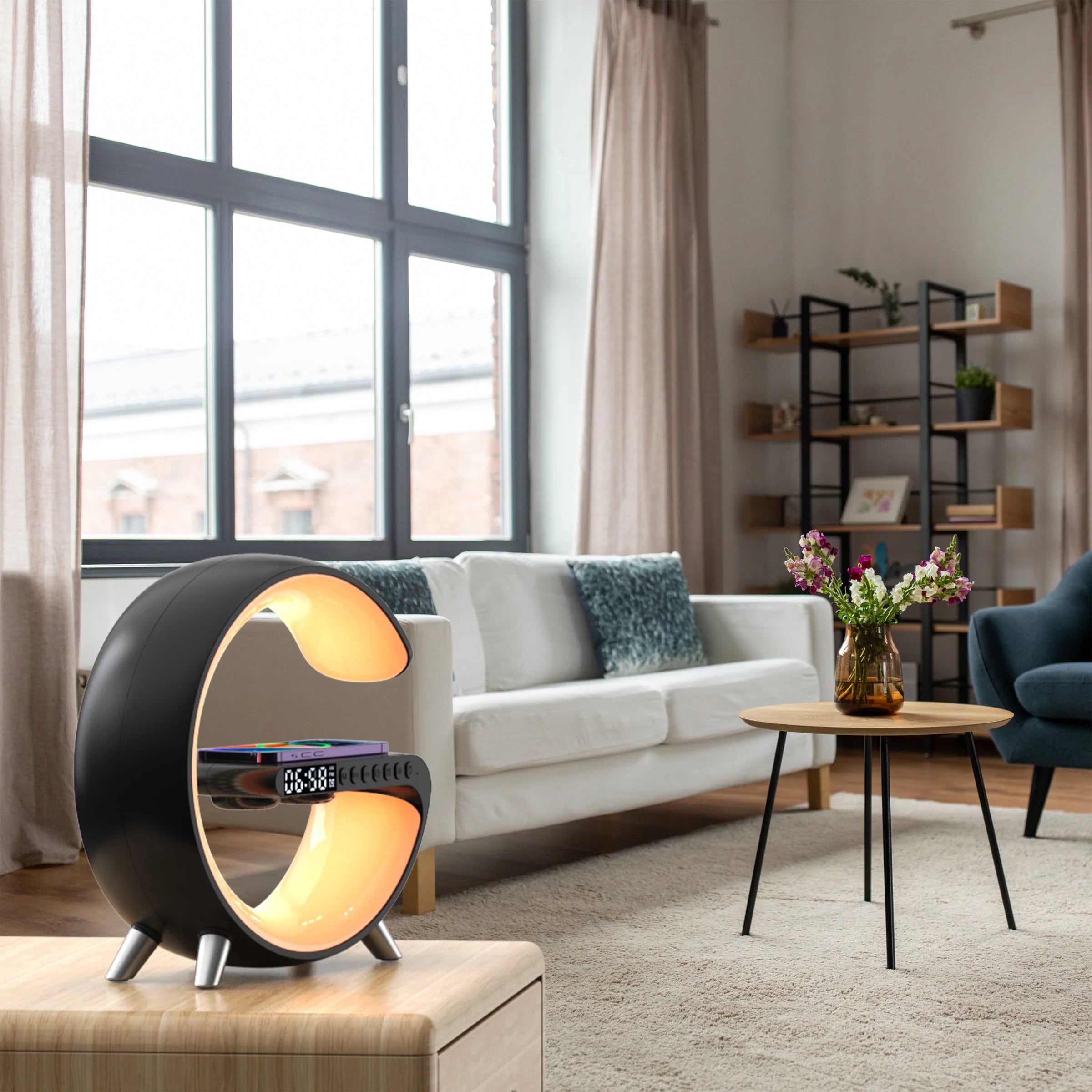 LumiÉlite – Smart Table Lamp with RGB Lighting and Wireless Charger