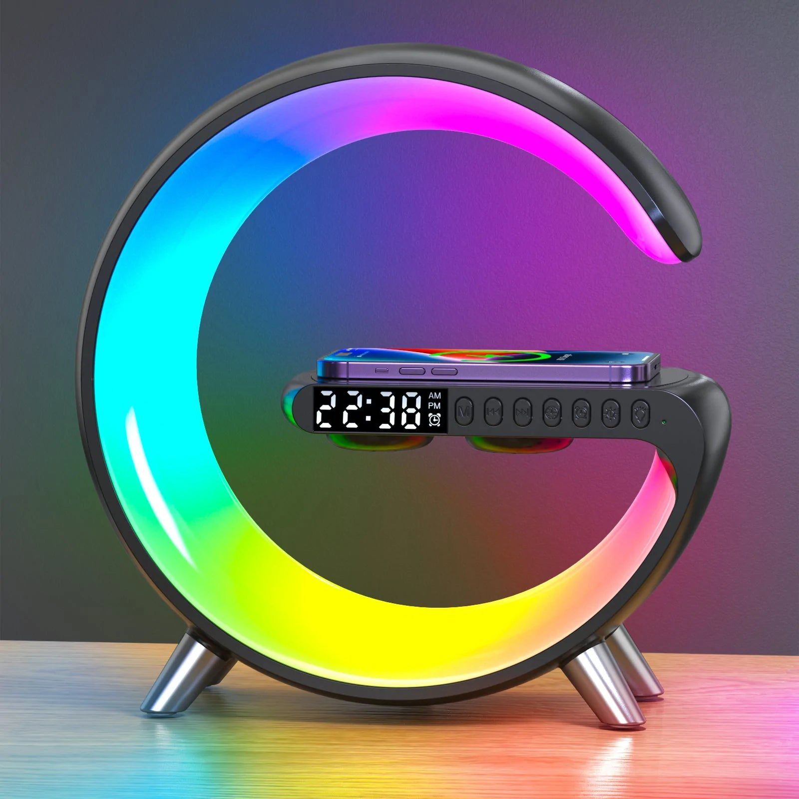 LumiÉlite – Smart Table Lamp with RGB Lighting and Wireless Charger