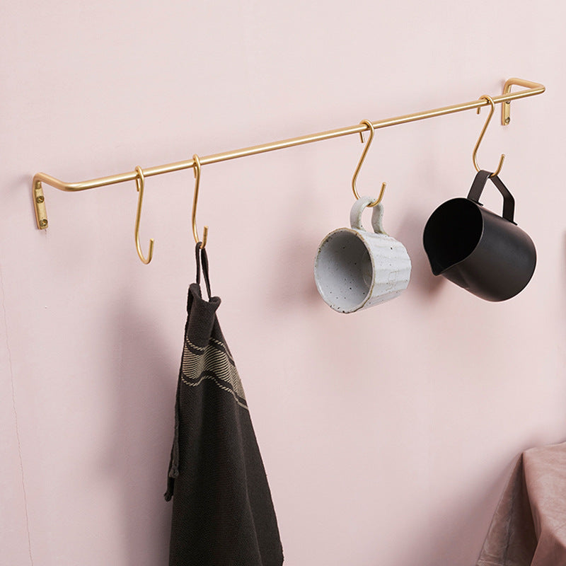 EnzaRail – Elegant Wall Bracket with Gold Finish and S-Hooks