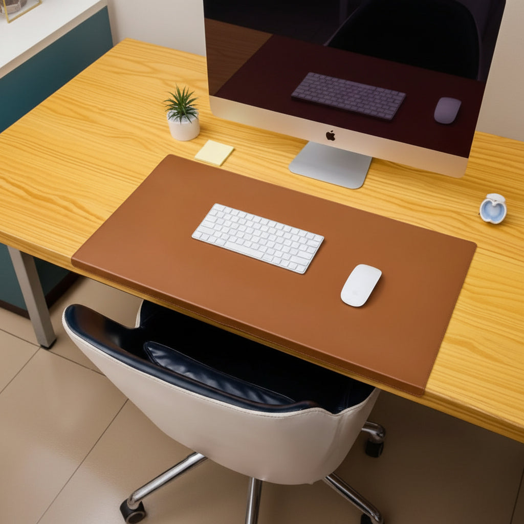 Ergonomic PU Leather Desk Mat with Non-slip Surface for Office