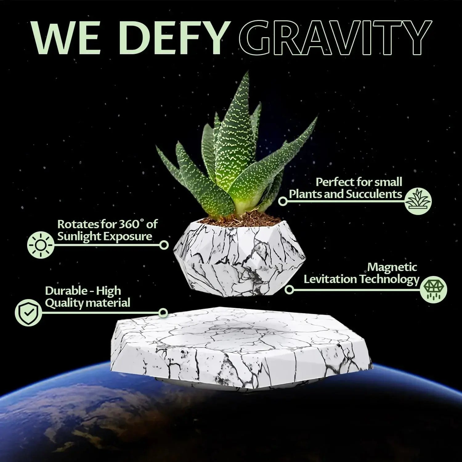 LeviFlora – Luxury Floating Plant Pot with Geometric Elegance