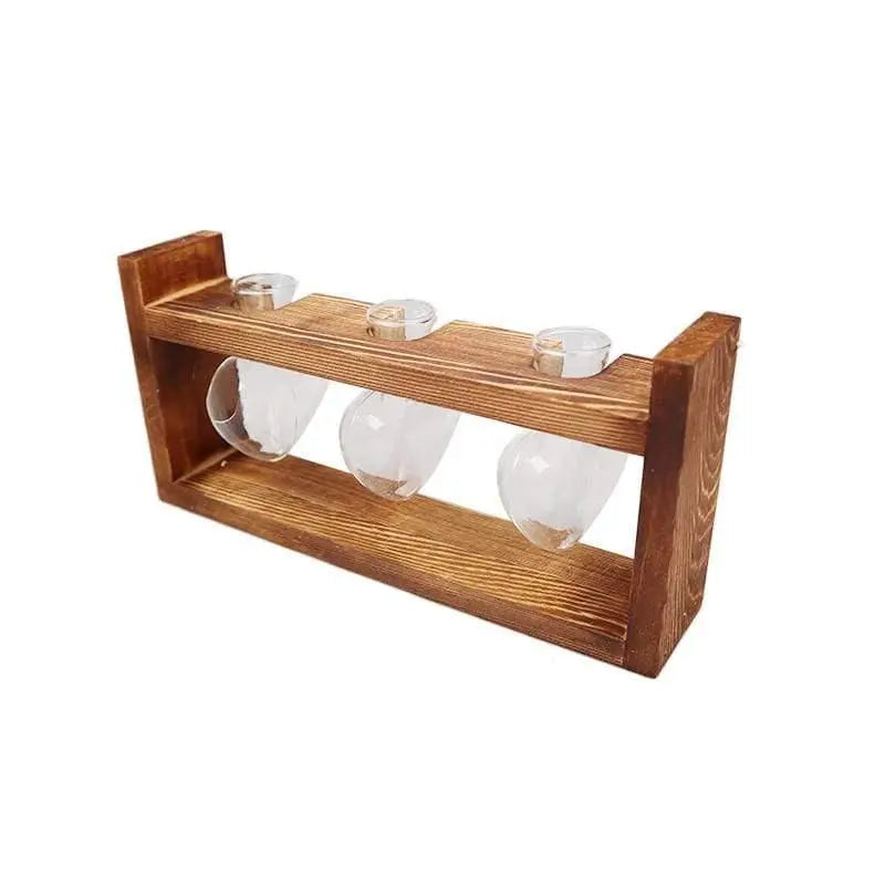 HeartBloom – Elegant Glass Propagation Vase with Wooden Base for Green Inspiration