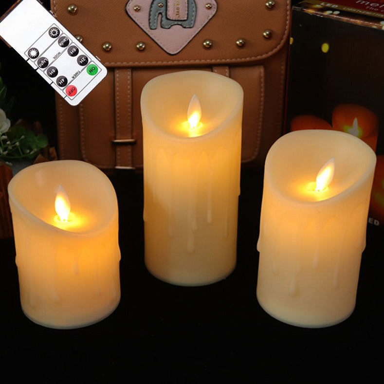 GlowLume – Set of 3 Realistic LED Candles with Moving Flame & Remote Control