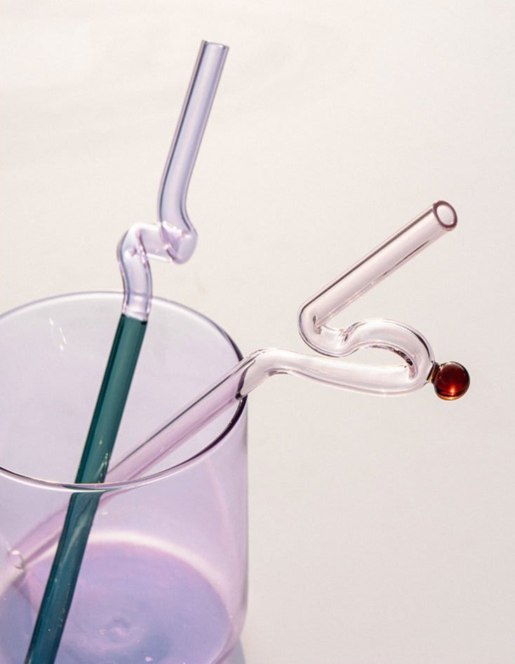 TwistSip – Speelse Gekleurde Glazen Rietjes met Elegant Gedraaid Design