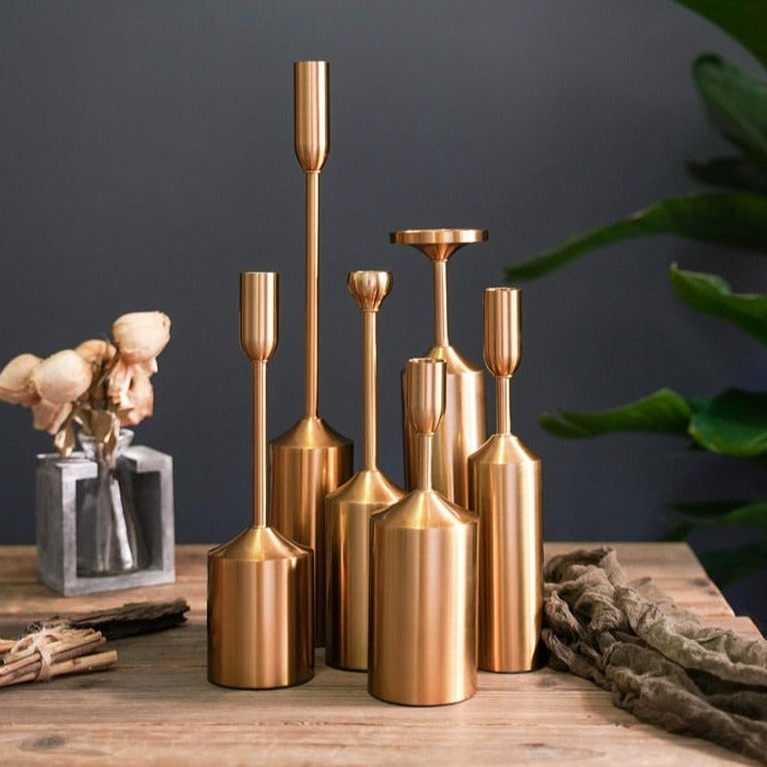 AuroraLuxe Golden Candlestick Set – Stylish Eye-catcher for a Warm & Elegant Interior