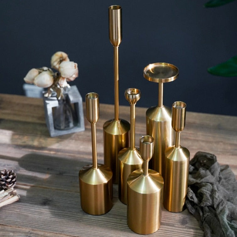 AuroraLuxe Golden Candlestick Set – Stylish Eye-catcher for a Warm & Elegant Interior