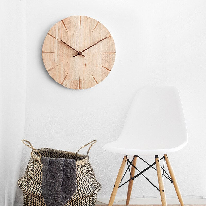 NordicTime – Silent Wooden Wall Clock Made of Solid Wood for a Minimalist Interior
