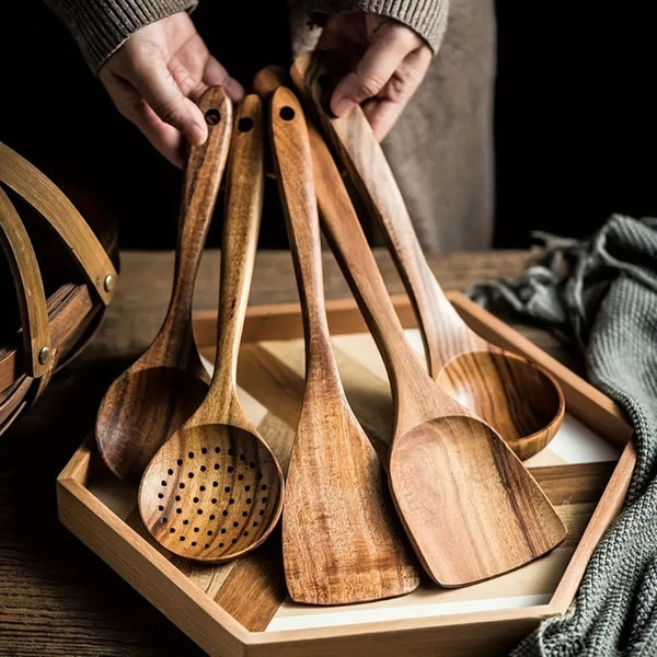 EMNA - 5-teiliges Oliven-Holz Küchen-Utensilien-Set | In Einer Exklusiven Geschenkbox Holzerne Hochzeit Kochloffel Pfannenwender Geschenk Idee Frau Geschenke Zum Hochzeitstag Weihnachten