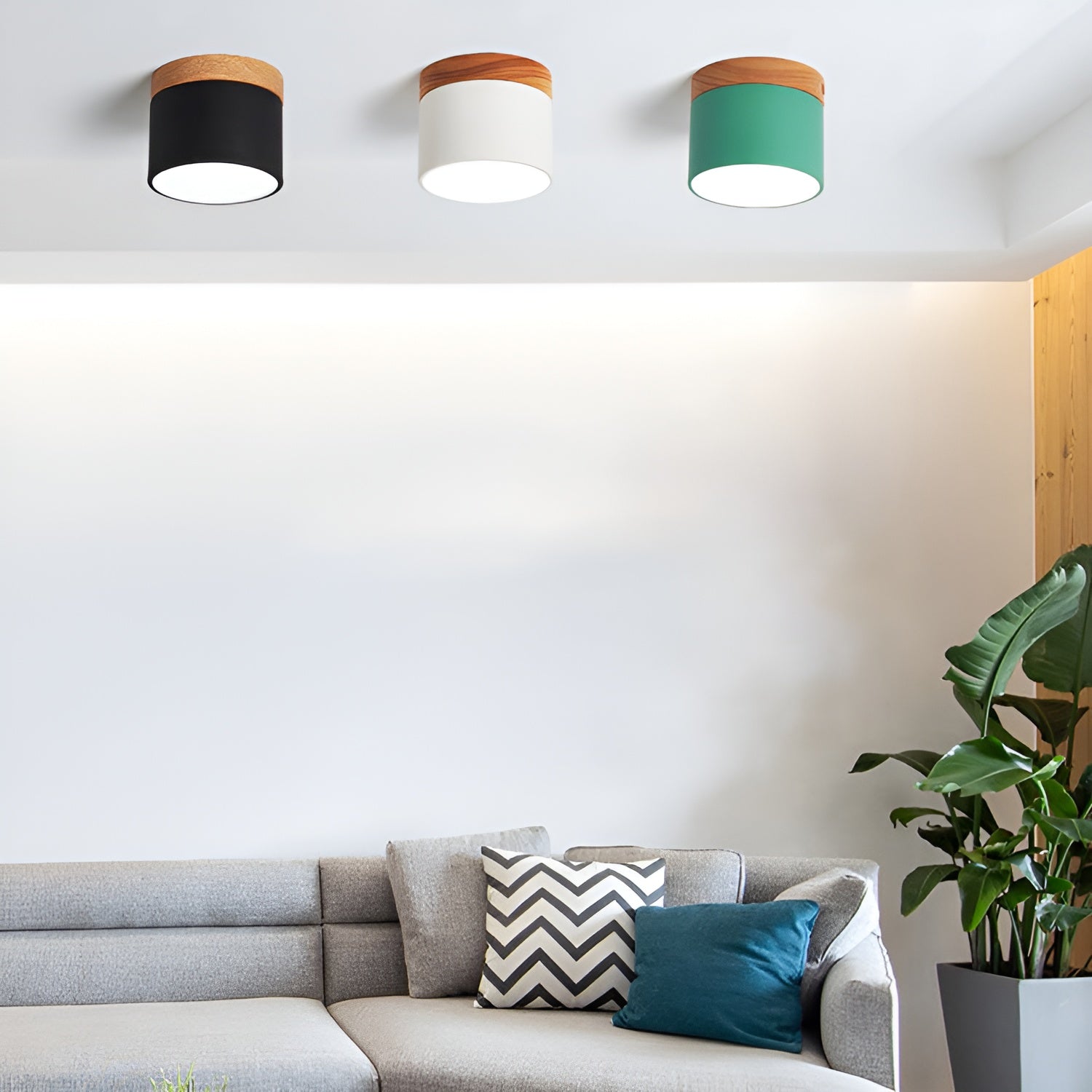 PastelCharm – Minimalistische Zylinderplafondlamp met Warm Lichtaccent