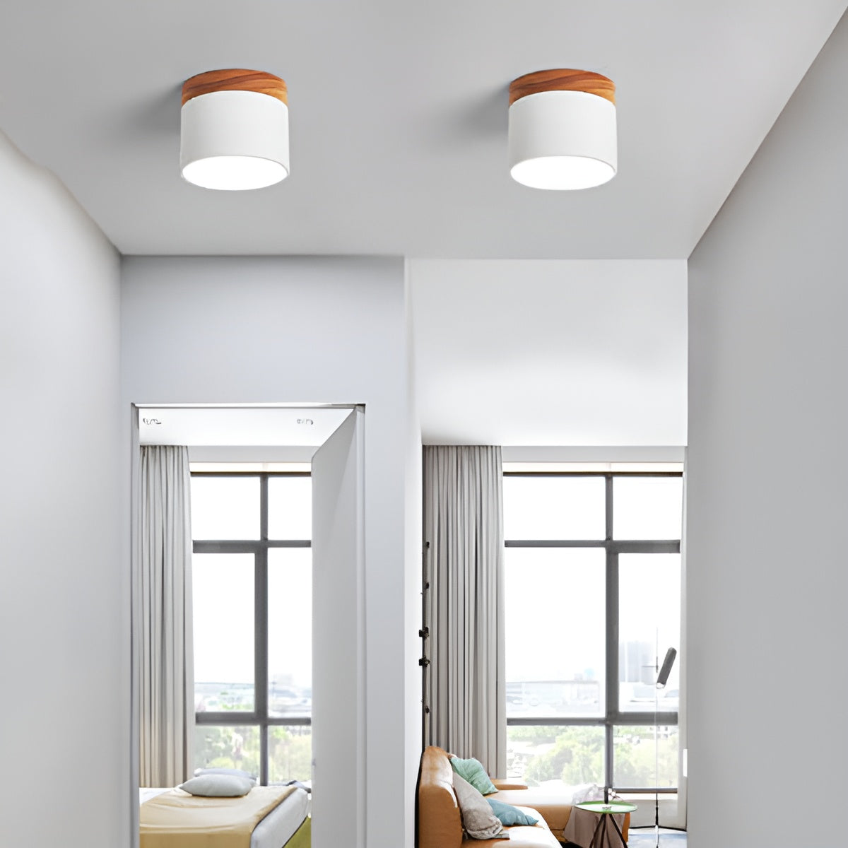 PastelCharm – Minimalistische Zylinderplafondlamp met Warm Lichtaccent