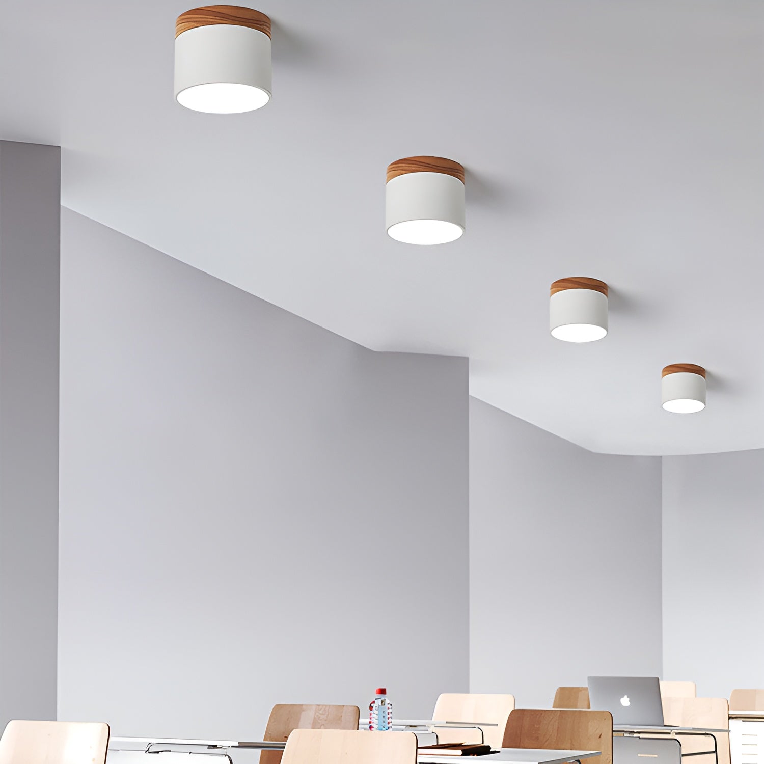 PastelCharm – Minimalistische Zylinderplafondlamp met Warm Lichtaccent