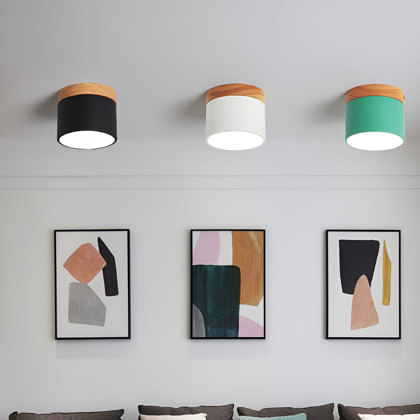 PastelCharm – Minimalistische Zylinderplafondlamp met Warm Lichtaccent