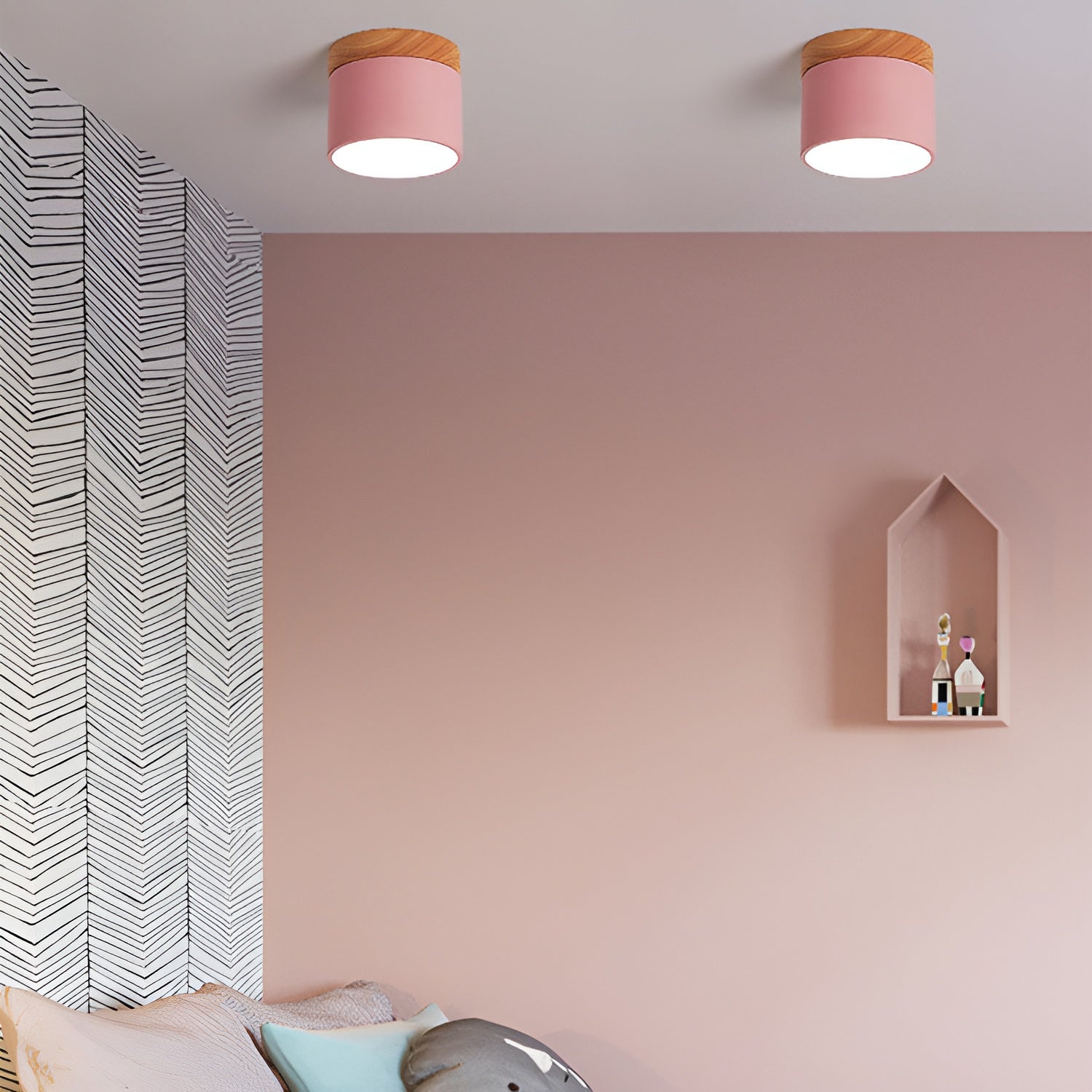 PastelCharm – Minimalistische Zylinderplafondlamp met Warm Lichtaccent