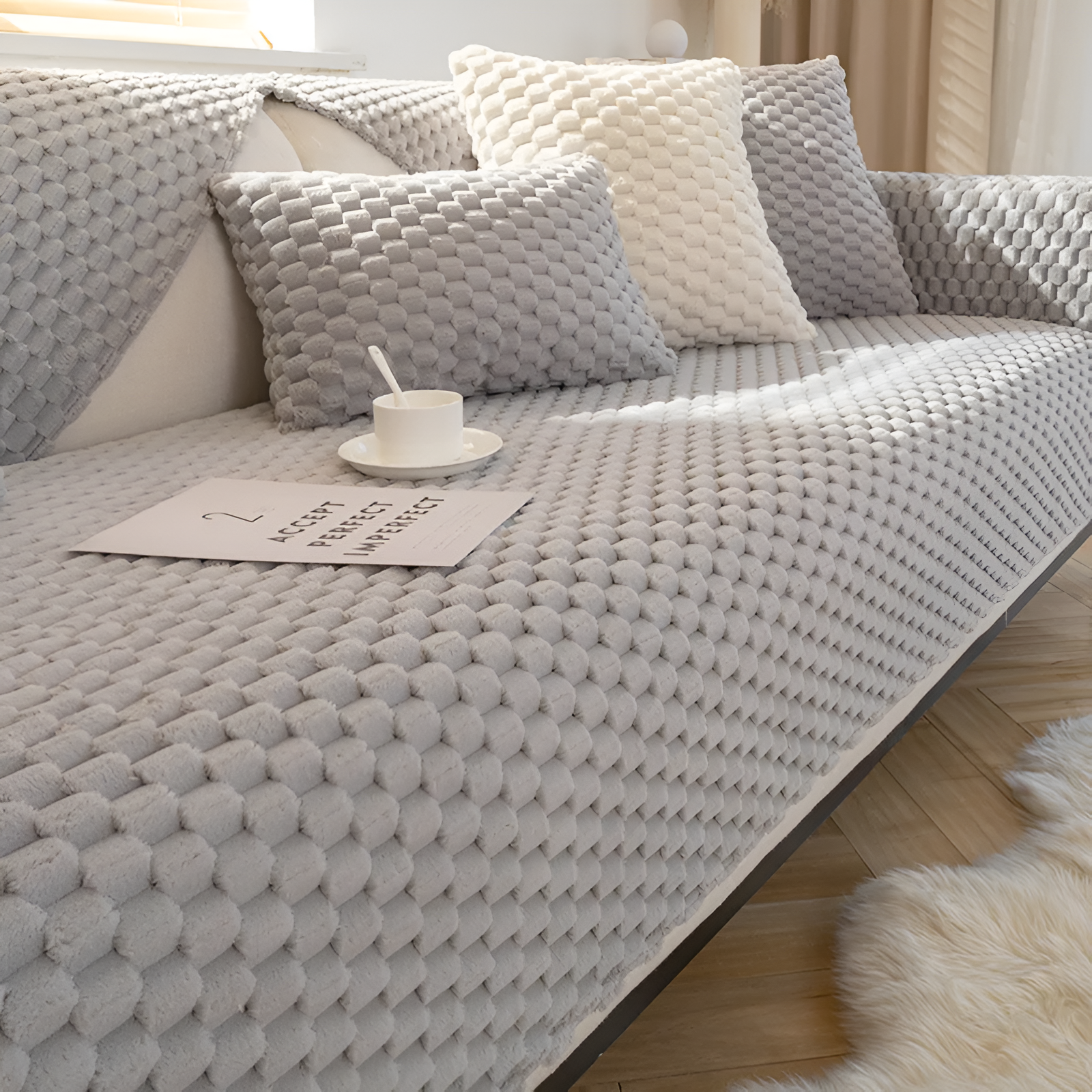 HoneyLuxe – Elegant Non-Slip Cover with Luxury Honeycomb Design