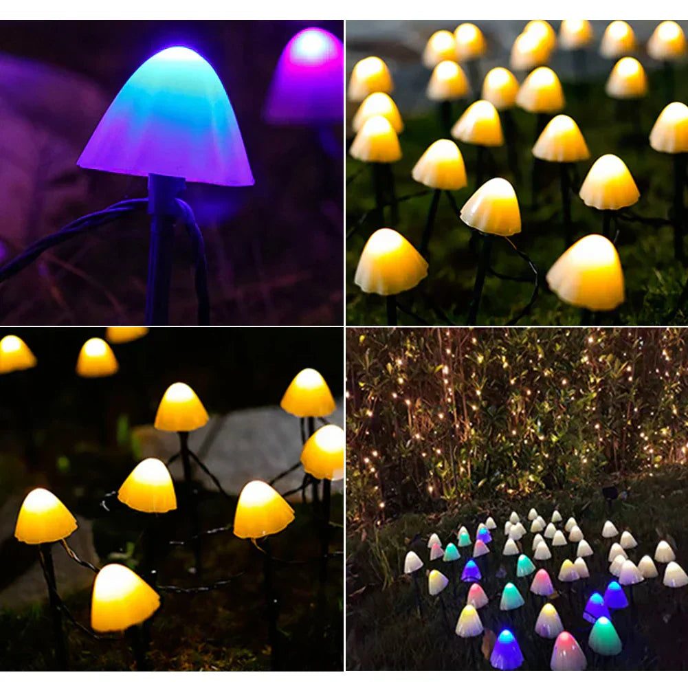 LumiGarden Elegant Solar Garden Lighting – LED String Lights in Mushroom Design for a Fairy-tale Outdoor Space