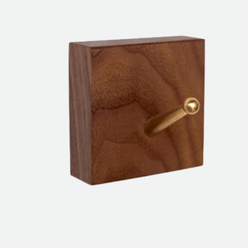 RusticaHook – Handmade Wooden Wall Hook with Brass Bracket