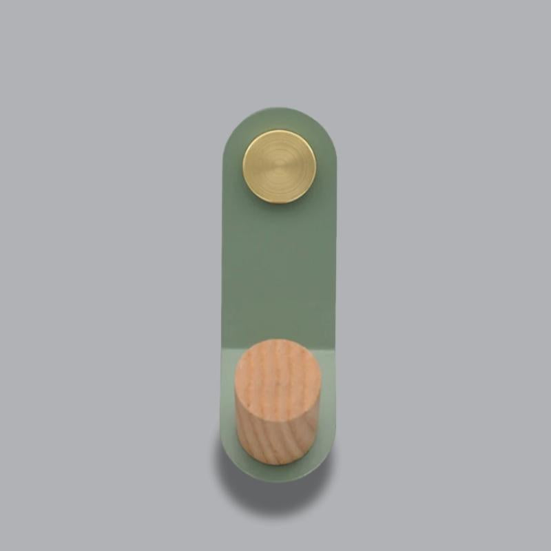 ScandiHook – Minimalist Pastel Wall Hook with Oak Wood & Brass Accent