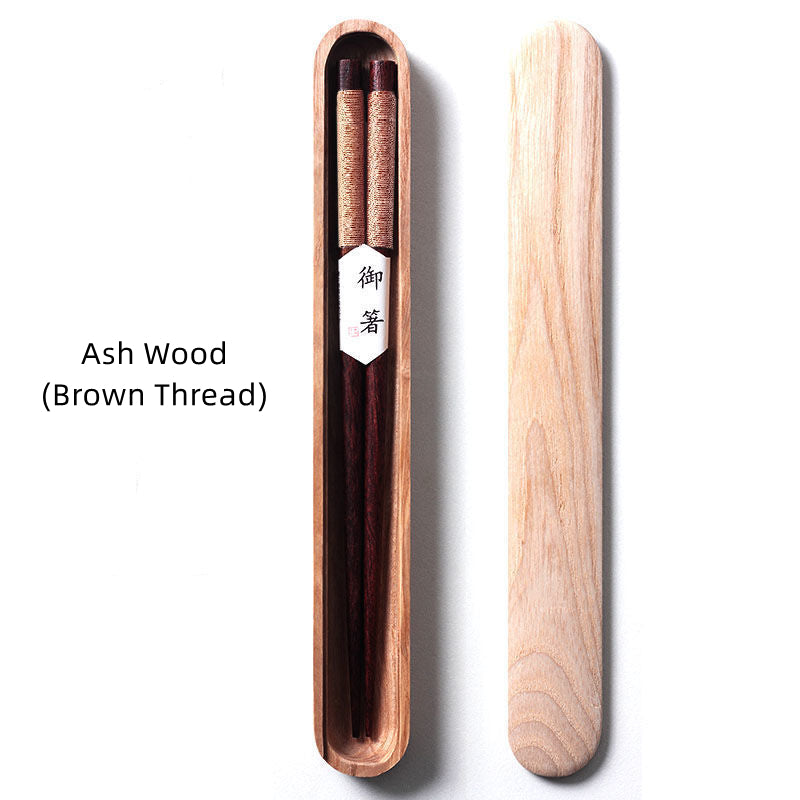 MasuCraft – Black Walnut Wooden Chopsticks with Decorative Wire in Luxury Wooden Gift Box