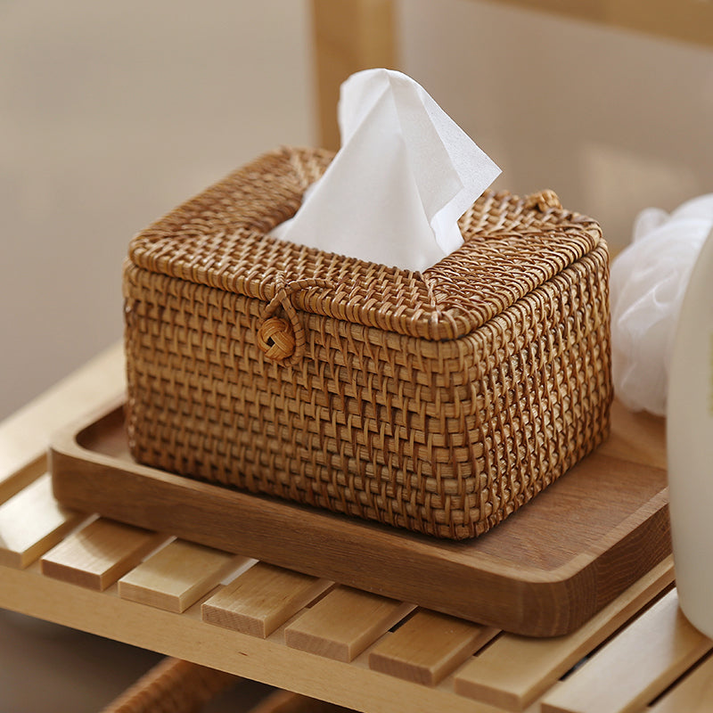 NatureWeave – Handmade Rattan Tissue Box with Timeless Elegance