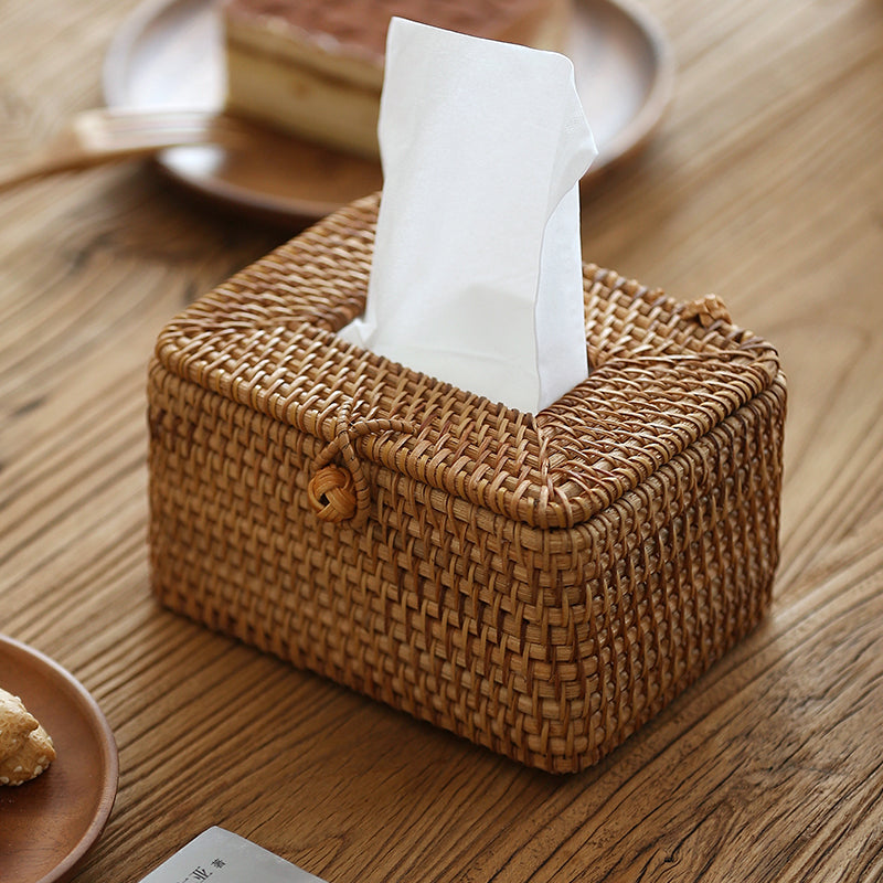 NatureWeave – Handmade Rattan Tissue Box with Timeless Elegance