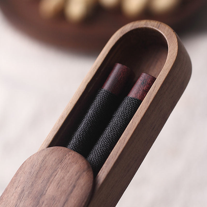 MasuCraft – Black Walnut Wooden Chopsticks with Decorative Wire in Luxury Wooden Gift Box