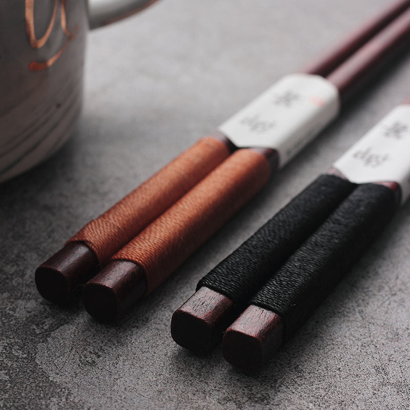 MasuCraft – Black Walnut Wooden Chopsticks with Decorative Wire in Luxury Wooden Gift Box