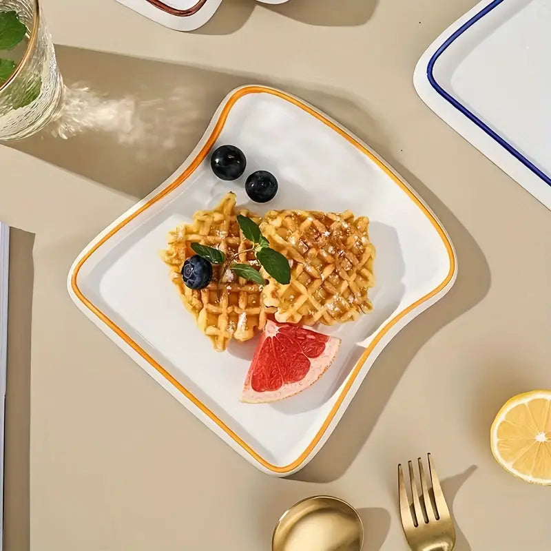 CeramiQ Toast Luxe Ceramic Plate – Playful Elegant for a Stylish Table Setting
