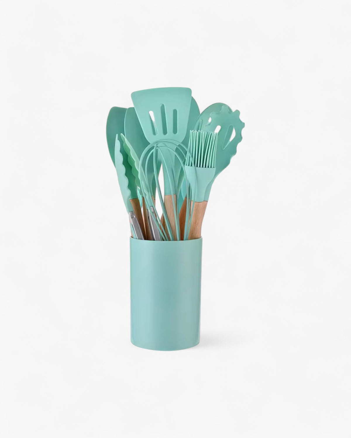 Naturéa – Eco-friendly Silicone Kitchen Set with Bamboo Handles (12-piece)