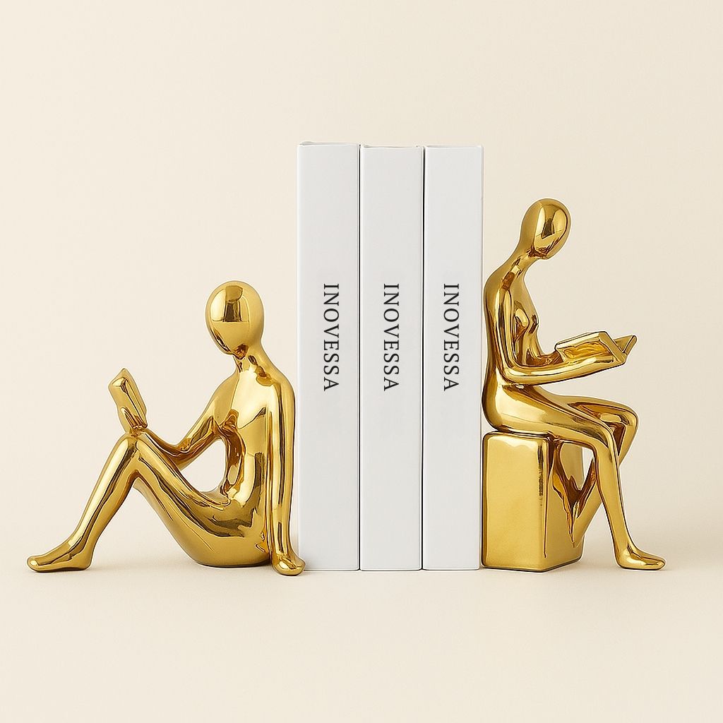 LumiRead Sculpture Bookend Set – Modern Elegance for a Stylish Bookshelf