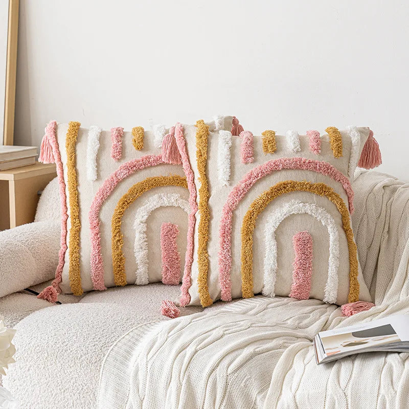 NordicVibes – Luxe Geometrische Tufted Kussenhoes voor Elegante Interieurs