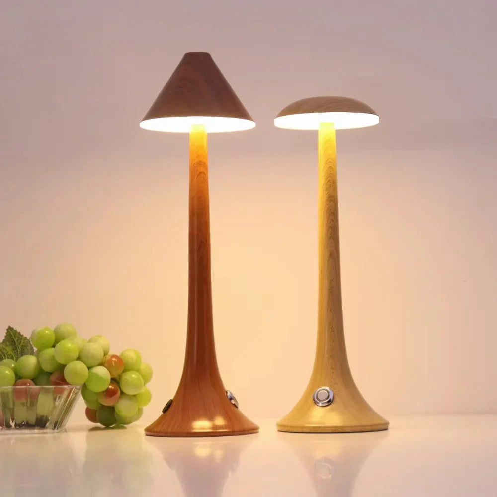 MushLume – Stylish Wooden Table Lamp with Wireless Flexibility