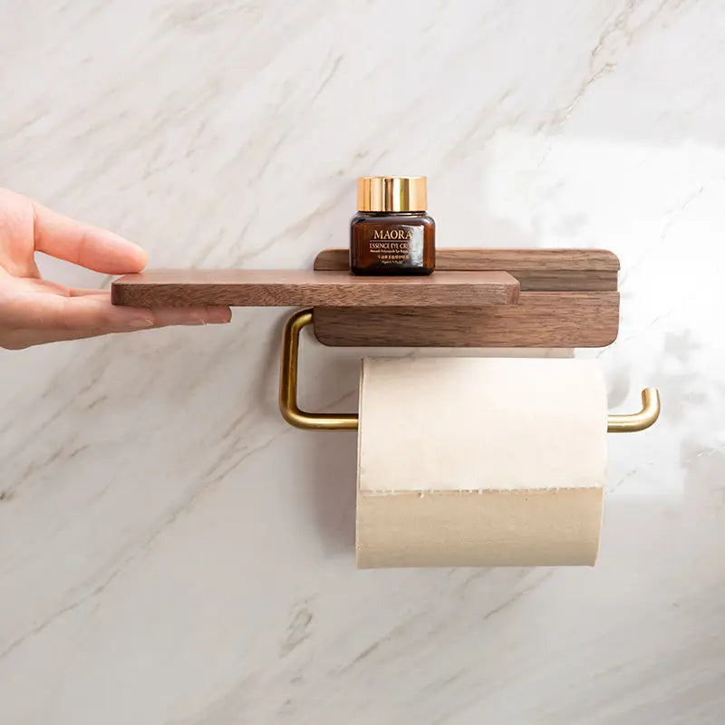 Lumea Walnut Luxe Roll Holder – Stylish Wall Holder with Warm Wooden Design for a Refined Bathroom