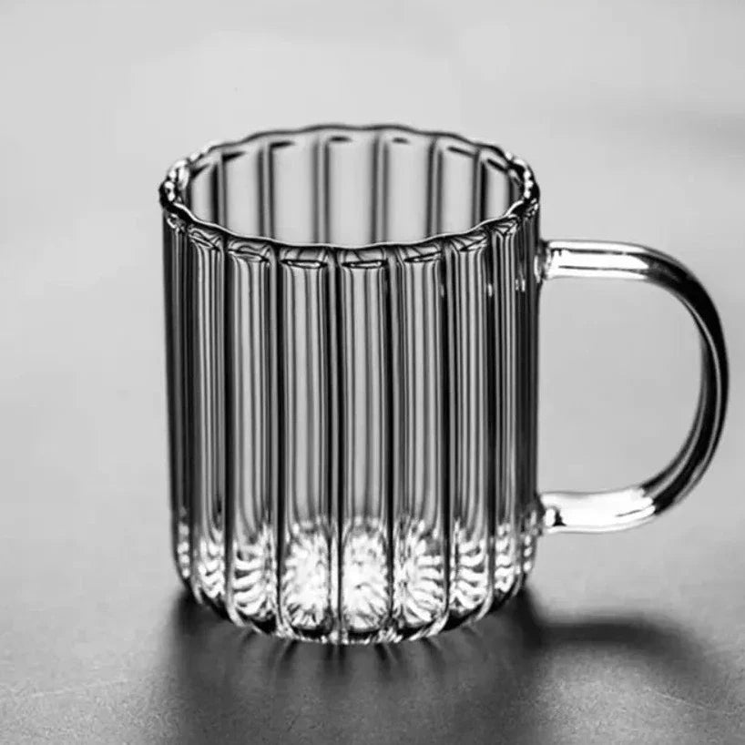 LumiRuffle Luxe Glass Mug Set – Handmade Design for a Stylish Coffee Moment
