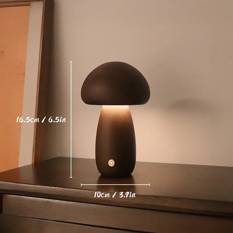 MushroomGlow – Wooden Table Lamp with Natural and Modern Design