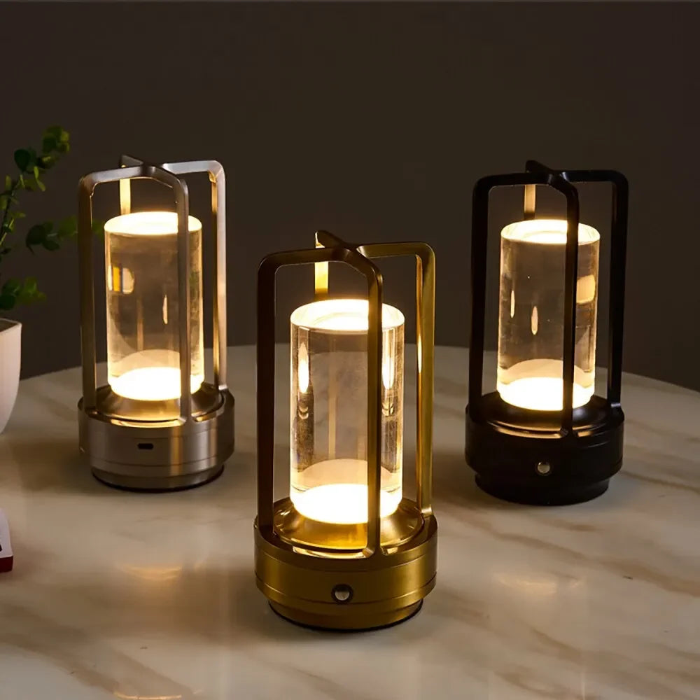 LumiGlow – Crystal Table Lamp with Wireless Functionality