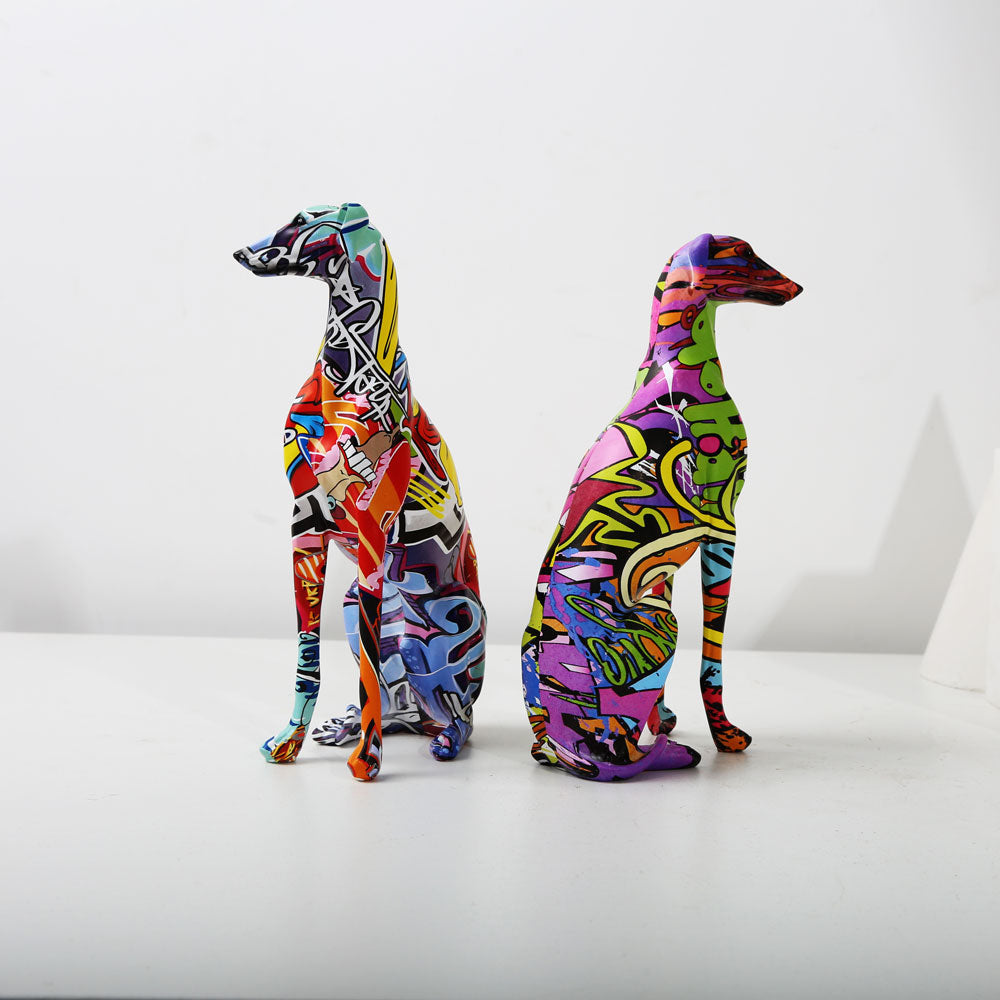 ArtHound – Modern Graffiti Greyhound Sculpture with Artistic Appearance