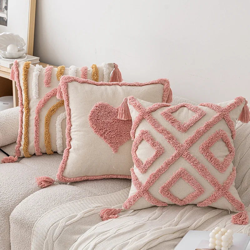NordicVibes – Luxe Geometrische Tufted Kussenhoes voor Elegante Interieurs