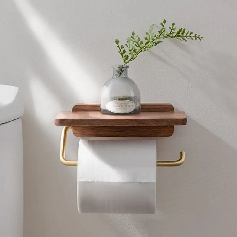 Lumea Walnut Luxe Roll Holder – Stylish Wall Holder with Warm Wooden Design for a Refined Bathroom