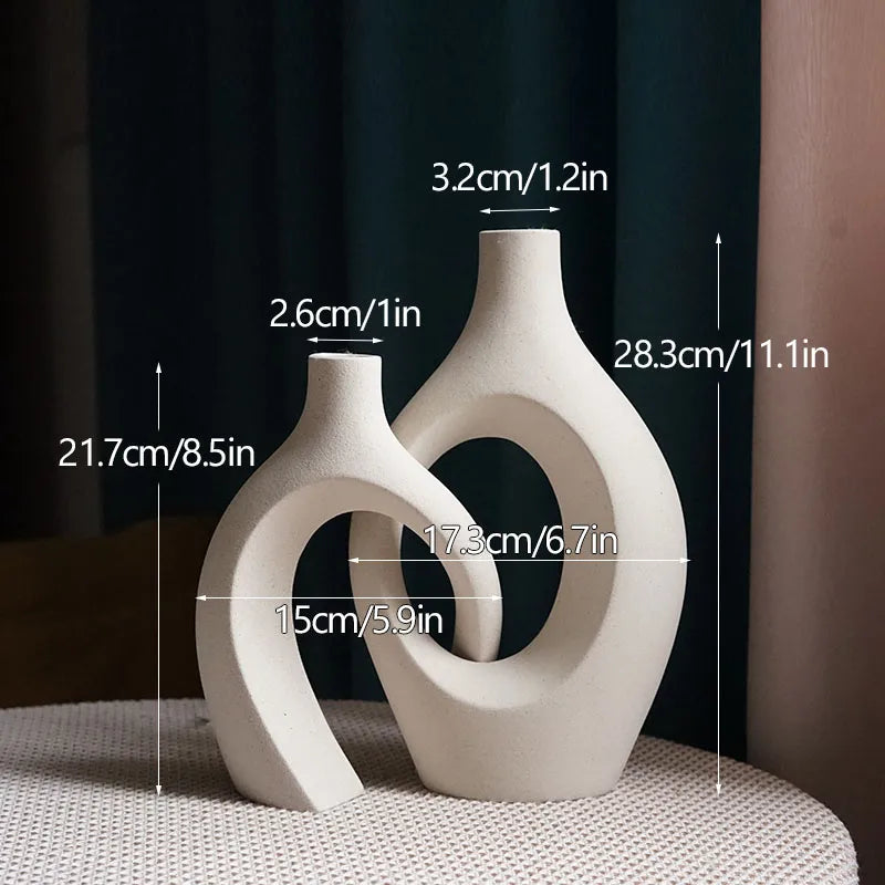 FormaLuxe – Modern Minimalist Set of 2 Ceramic Vases with Timeless Elegance