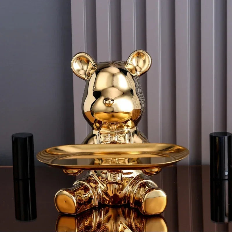 ShineBear – Luxury Decorative Sculpture Holder with Glossy Ceramic Finish
