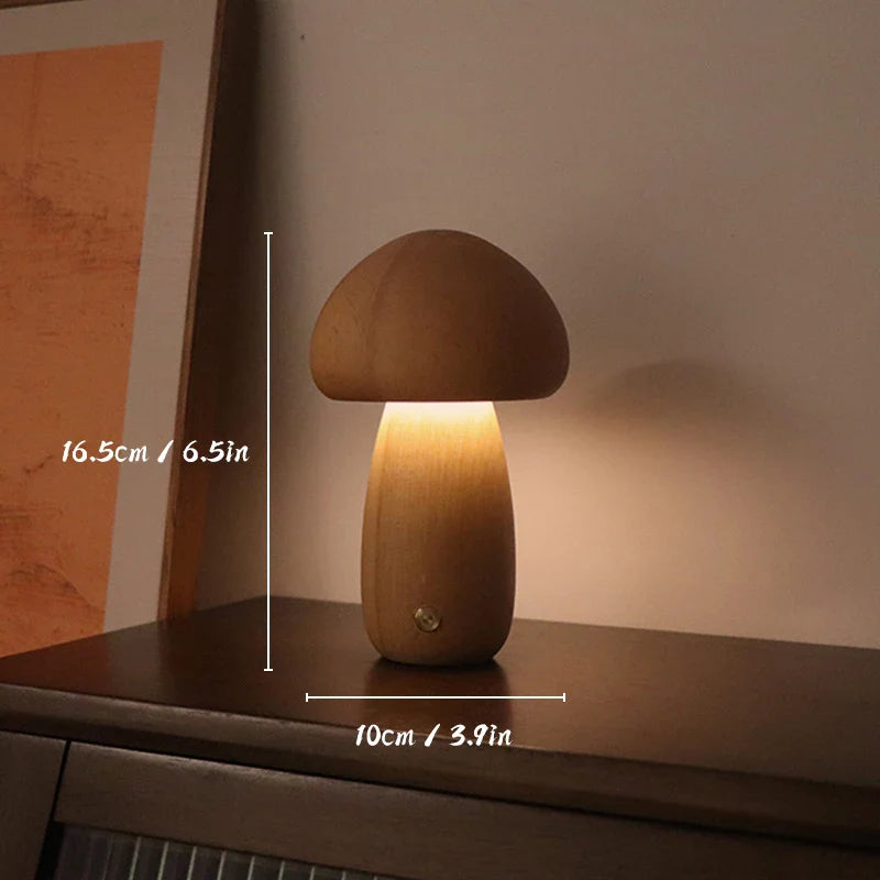MushroomGlow – Wooden Table Lamp with Natural and Modern Design