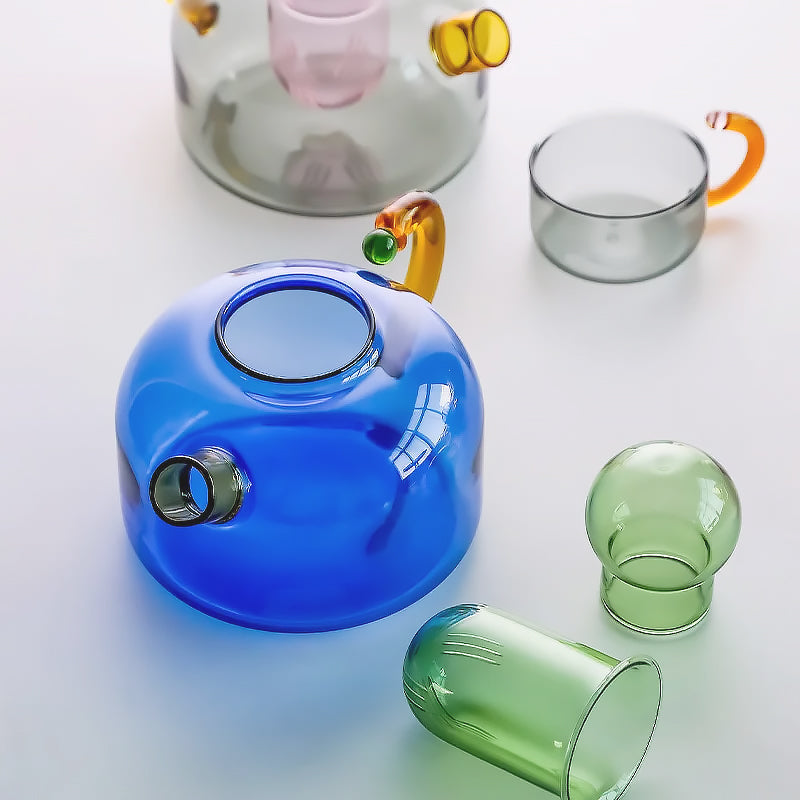 LumiServe Colorful Glass Tea Set – Stylish Design for a Unique Table Experience
