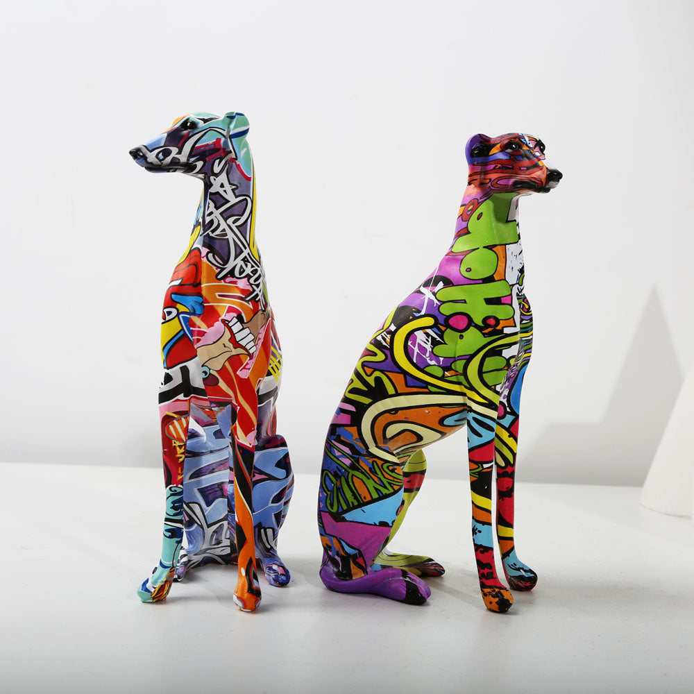 ArtHound – Modern Graffiti Greyhound Sculpture with Artistic Appearance