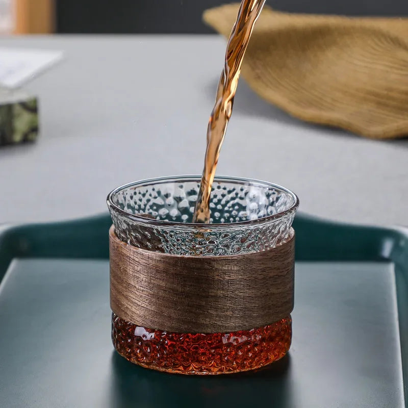 WoodFlow – Handmade Tumbler Glass with Wooden Accent for Stylish Enjoyment