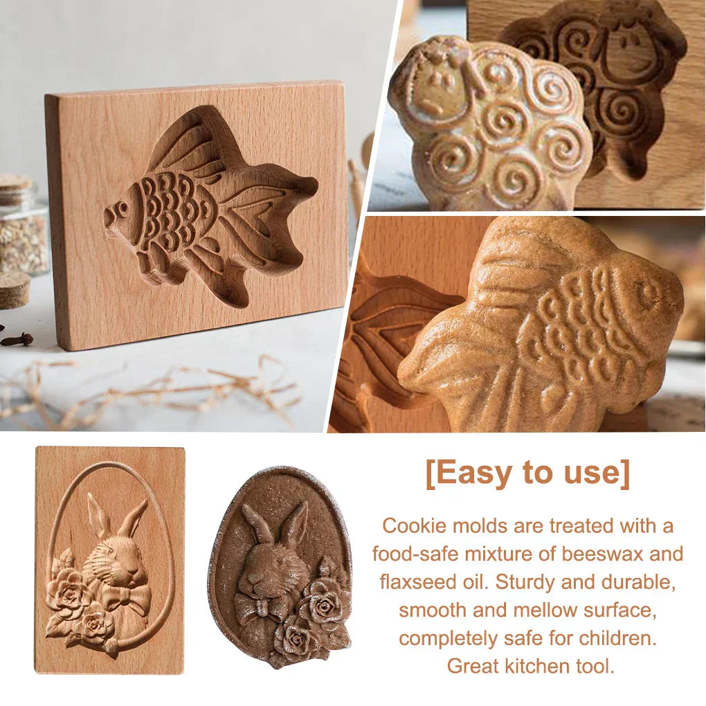 BakeArt – Artisan Wooden Speculaas & Gingerbread Mold for Elegant Creations