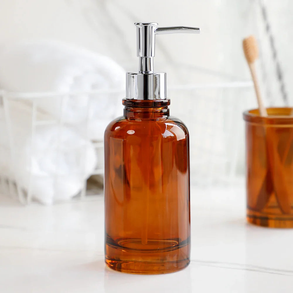 Apothecary Luxe – Elegant Glass Bathroom Set for a Timeless Look