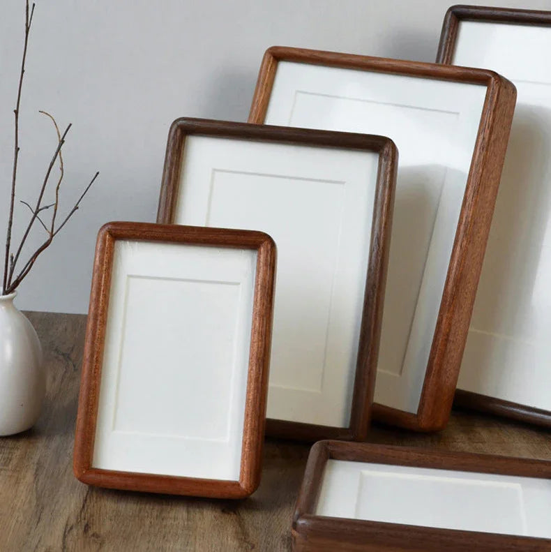 Cadre Photo Massif en Bois avec Passe-Partout et Coins Arrondis pour Table