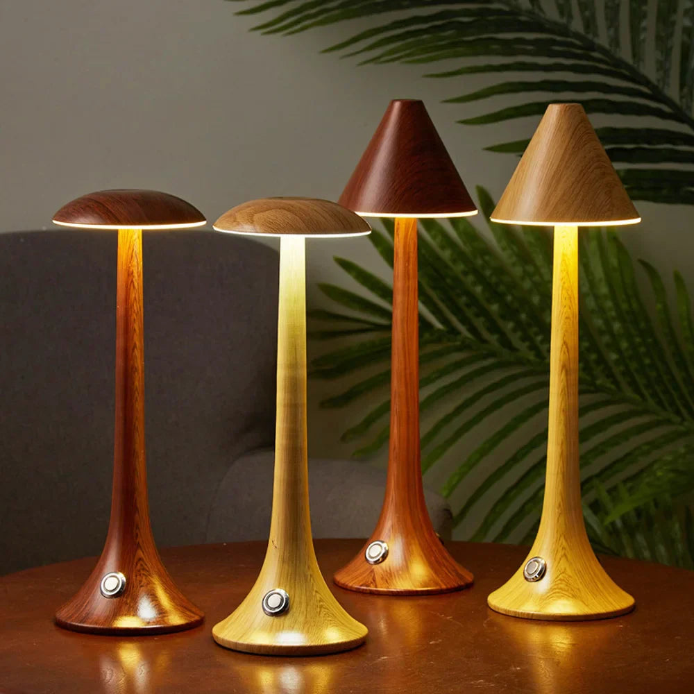 MushLume – Stylish Wooden Table Lamp with Wireless Flexibility
